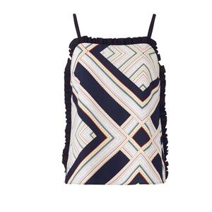 Cooper & Ella Nora Ruffle-Trimmed Geo Print Tank